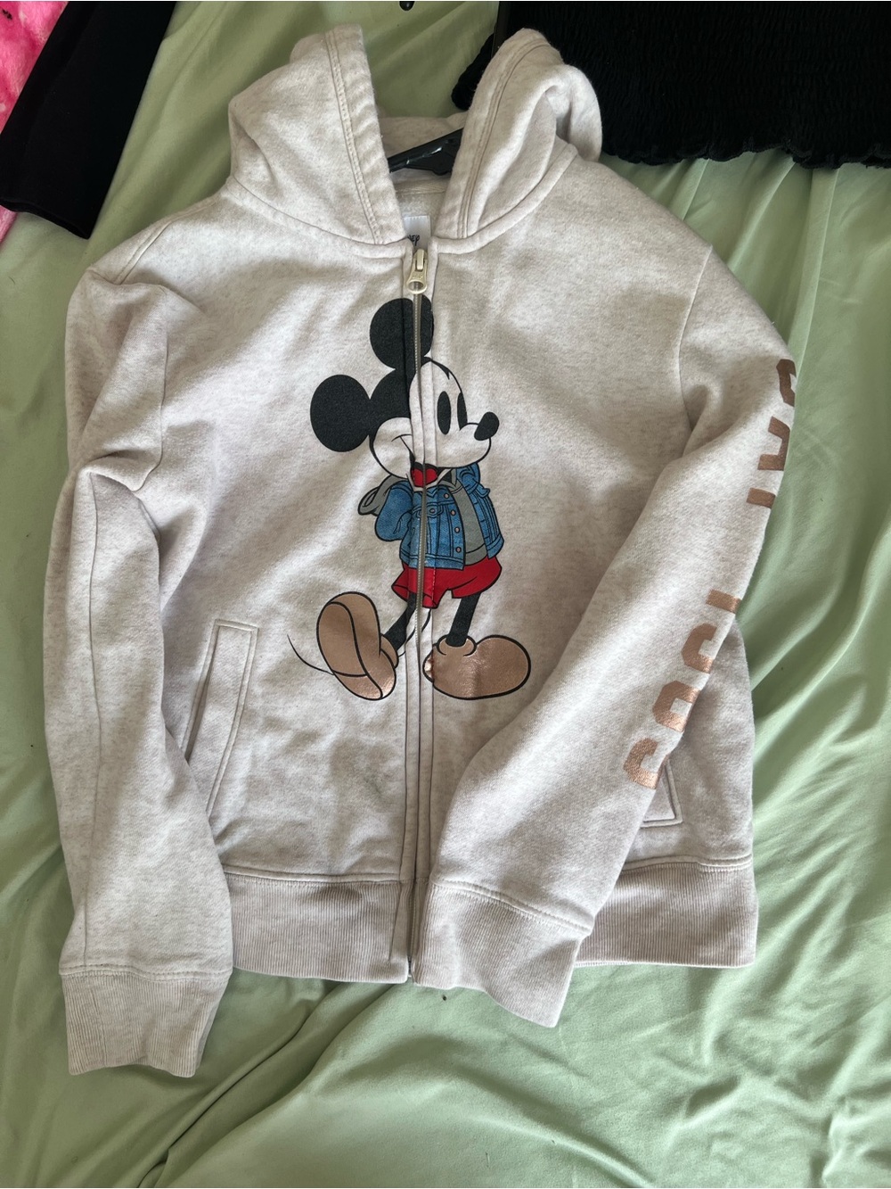 GAP Kids Light Gray Mickey Mouse Zip Hoodie